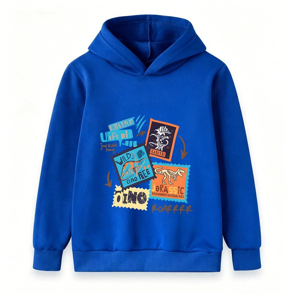 Kids Dinosaur Fossil Stampa Print Hoodie Boys Girls Casual Jurassic Wild Free Dino Roar Pullover Sweatshirt for Children