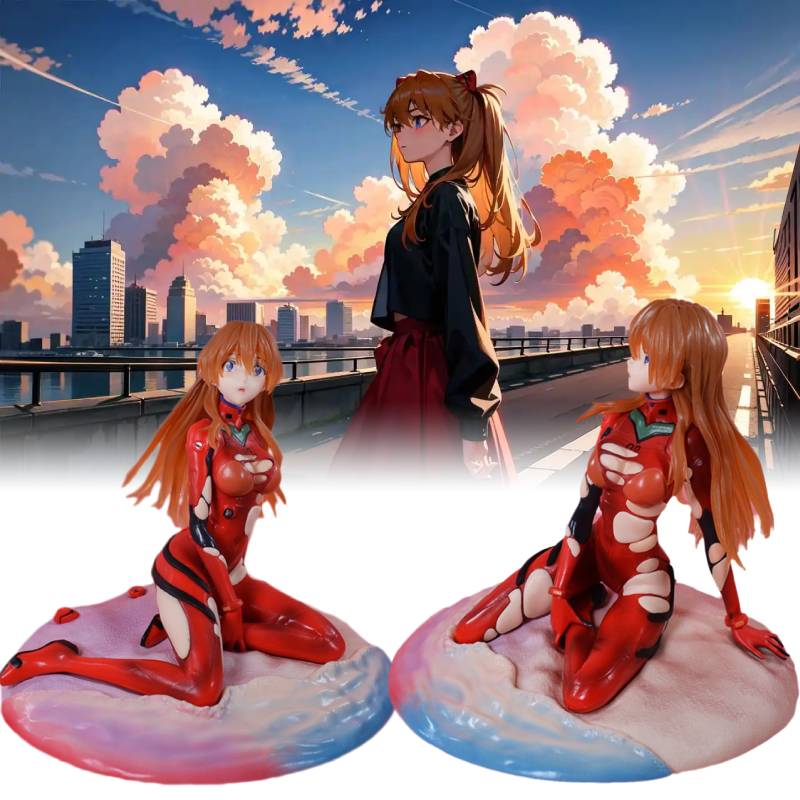 Neon Evangelion Genesis Asuka Langley Soryu Sitting Posture Figurine Model Anime