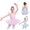 Ținută Rochie Prințesă Dans Balet Fete Copii Fără Mâneci Umeri Volănași Broderie Paiete Perle Ornamentate Rochie Tutu cu Clips Păr Bentiță și Manșetă