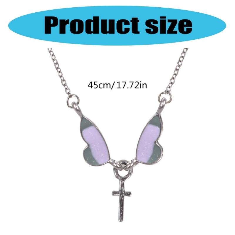 Elegant Butterfly Crosses Pendant Necklace Alloy Neckchain Fashion Accessory For Daily Wear Special Occasions