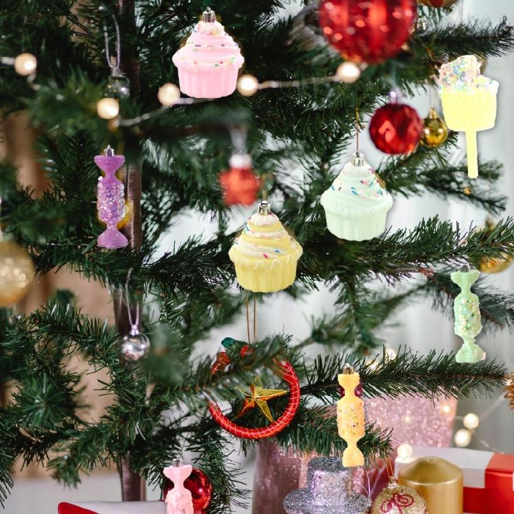 Stylish Candy Color Christmas Tree Baubles Pendant Colorful Christmas Holidays Decorations Festival Tree Embellishments