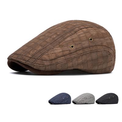 Spring Summer Women's Forward Cap British Cap Young Men's Plaid Beret Sunhat
