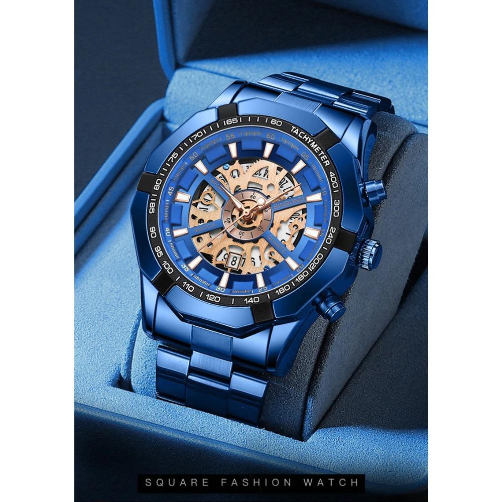 UTHAI RELOJ HOMBRE Light Luxury Business Hollow Glow Pointer Waterproof Stainless Steel Metal Strap Quartz Watch Gift H169