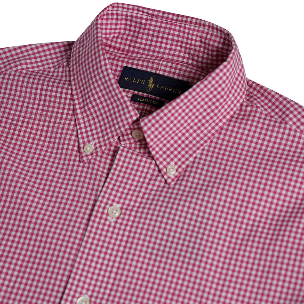 Polo Ralph Lauren Plaid Pony Embroidered Single-Breasted Long Sleeve Shirt Men Shirts Pink MNPOWOV16810213-D54