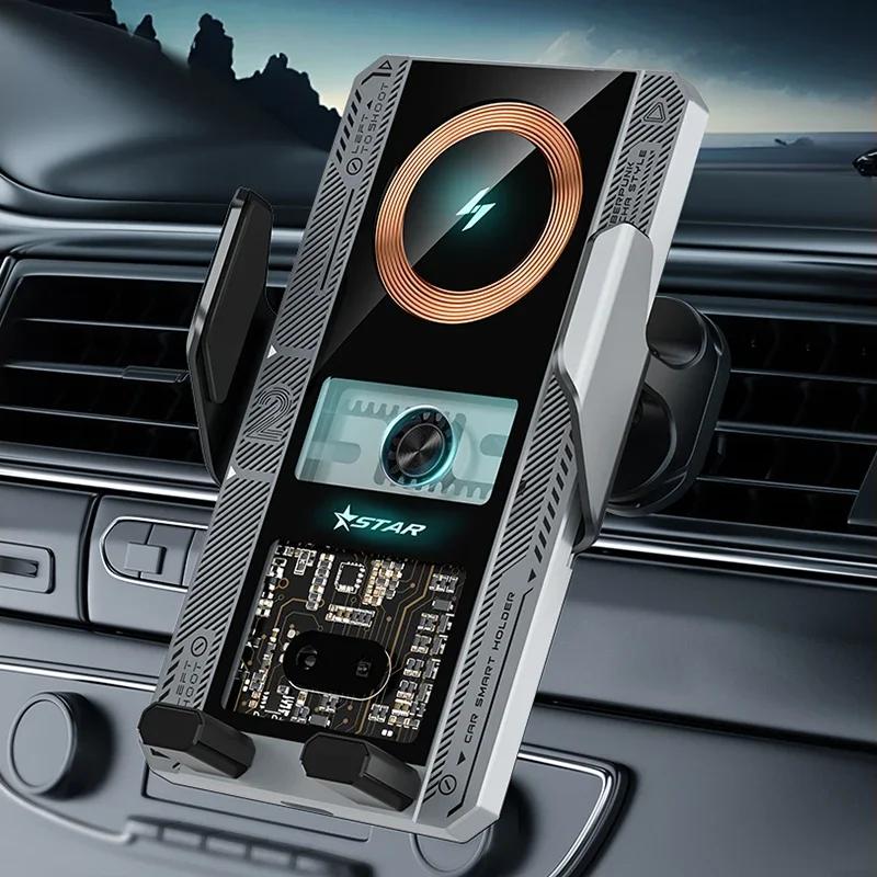 VIKEFON Car Wireless Charger Auto Car Phone Holder Infrared Induction Fast Charging Station for iPhone 15 14 13 Samsung Xiaomi