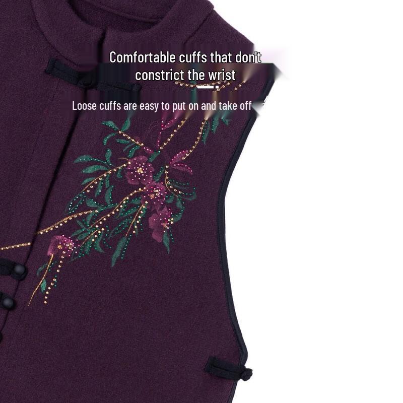 Chinese Style Embroidered Wool-Blend Vest for Women