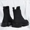 Men's Workwear Boots Autumn British Style Retro Round Head Solid Colour Footwear Lace Up Walking Shoes