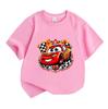 Kids Boys Girls 100% Cotton Crew Neck Short Sleeve T-Shirt, Cute Racing Car 95 Print Casual Soft Tee Tops for Toddlers Children Daily Wear