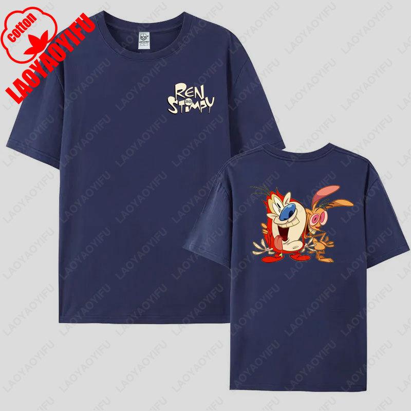 80s Ren Stimpy Show Television Nickelodeon Cartoon Double Sided Tshirt Medium Harajuku Lovely Summer Style Hipster Cotton Tees