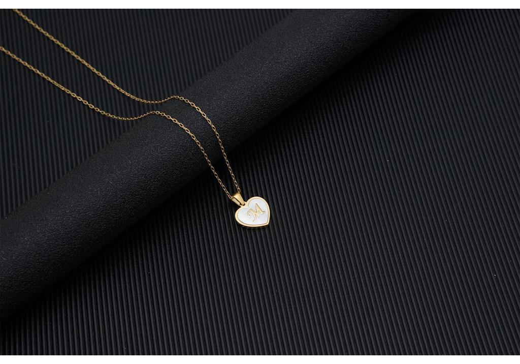 Gold Shell Pendant Necklace with English Alphabet - European & American Trend In Titanium Steel Chain