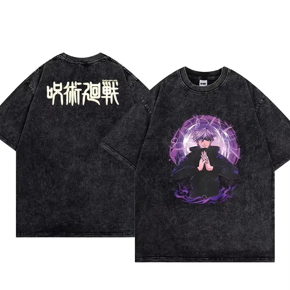Jujutsu Kaisen Sommervasket Vintage T-skjorte Satoru Gojo Ryomen Sukuna Kortermet Anime Herre og Dame Topper
