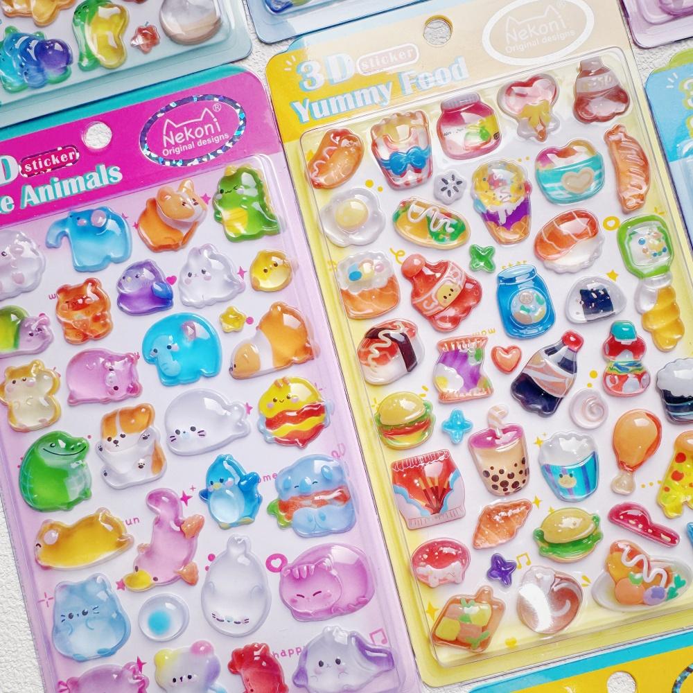 Nekoni 3D Relief Cartoon Food Fruits Stickers Set For Scrapbooking Diy Journal Cute Stationery Decals
