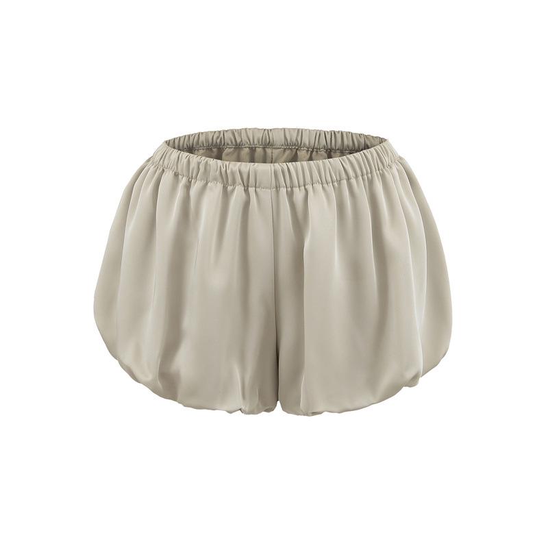 Women s Versatile Satin Acetate Summer Shorts: Elastic Waist, Comfortable, Loose Fit, Casual Hot Pants Large абрикосовый