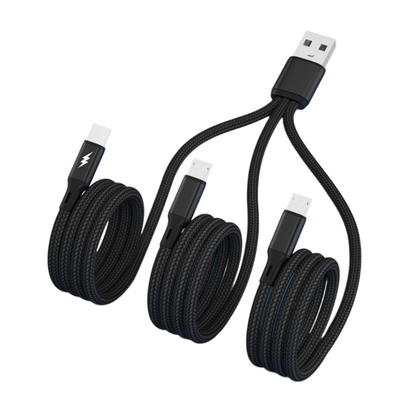 

1 To 3 USB to Type-C Micro USB Charging Cable Usb Data Cord Extension For Mobile Phones, Tablets Pads Connector 20/120cm 1 чёрный