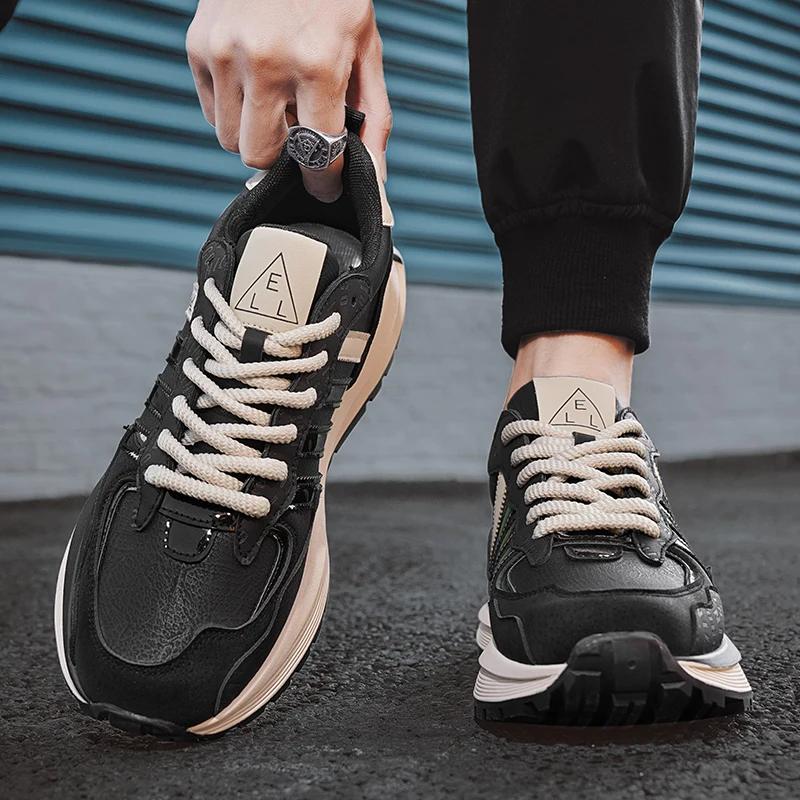 Walking Shoes Wear Resistant Comfortable Soft Thick Soled Casual Sports Shoes Outdoor Lace Up Heightening Indoor Running Shoes