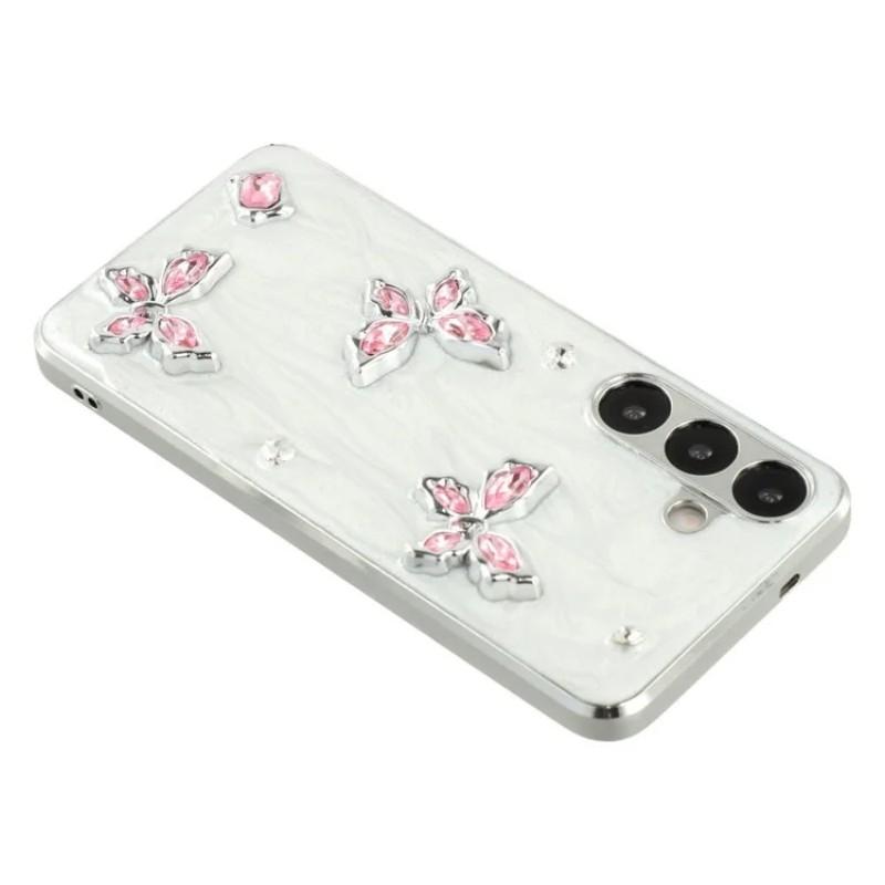 For Samsung Galaxy S23 FE Case WANLONFENG Electroplated Epoxy TPU+Acrylic Phone Cover with Tempered Glass