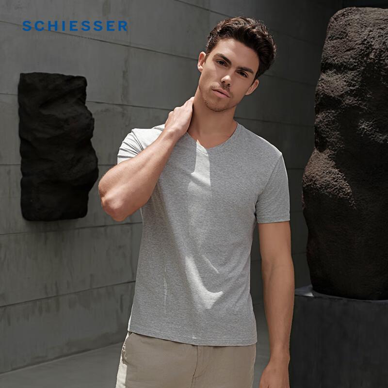 SCHIESSER Men's Comfort Cotton V-Neck Short Sleeve Top 3-Pack