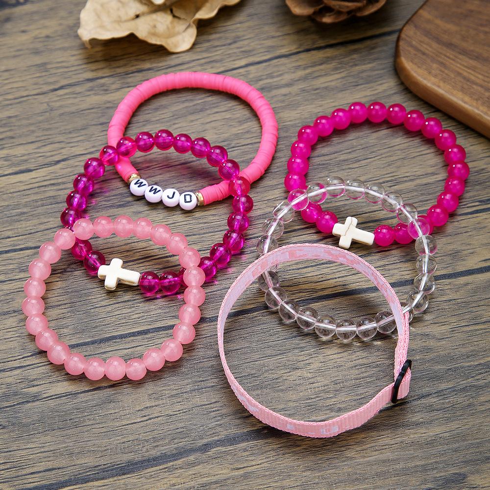 Charm 6pcs suit Bracelet Christian Cross Bracelets WWJD Faith Religious Easter For Women Men Jesus Bracelets