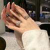 Full Diamond Niche Design High Sense Cross Opening Ring Wide Version Zircon Flash Diamond Light Luxury Personality Index Finger Women'S Fashion