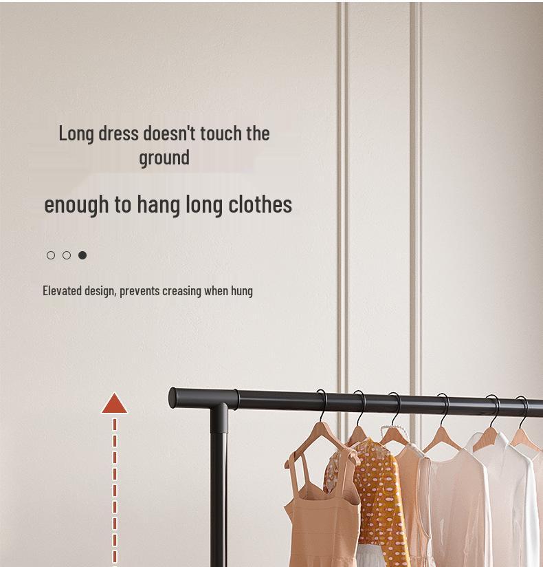 Extra Thick Double Row Vertical Clothes Rack with Wheels for Bedroom Storage