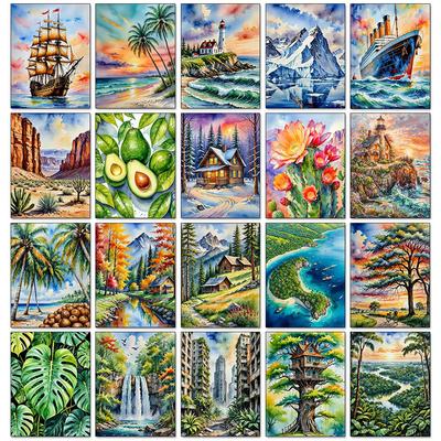 Watercolor Landscape Plant Series Diamond Art Painting Decoration Sailboat Diy Full Rhinestone Mosaic Cross Stitch Kit Gift