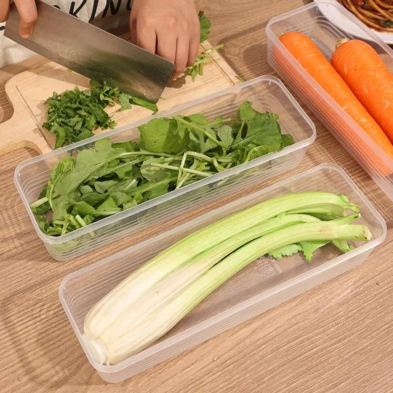 Refrigerator Storage Boxes Fresh Box  Scallions Food Container with Lid Cold Crisper Sealed Kitchen Fresh Fruit Fridge Organizer
