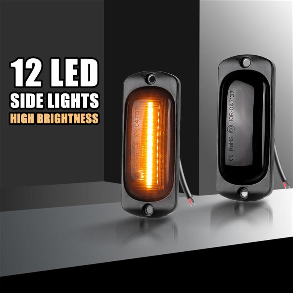10Pcs 3.5" Amber 12 LED Marker Lights Clearance Side Light Smoke For Truck Trailer RV