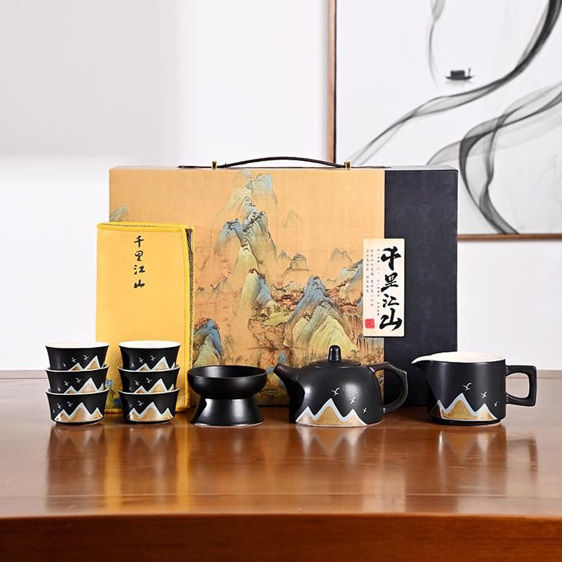 Thousands of miles and thousands of miles of Jiangshan , a complete set of ceramic sets, business high-end gift sets, gift boxes, household high-grade