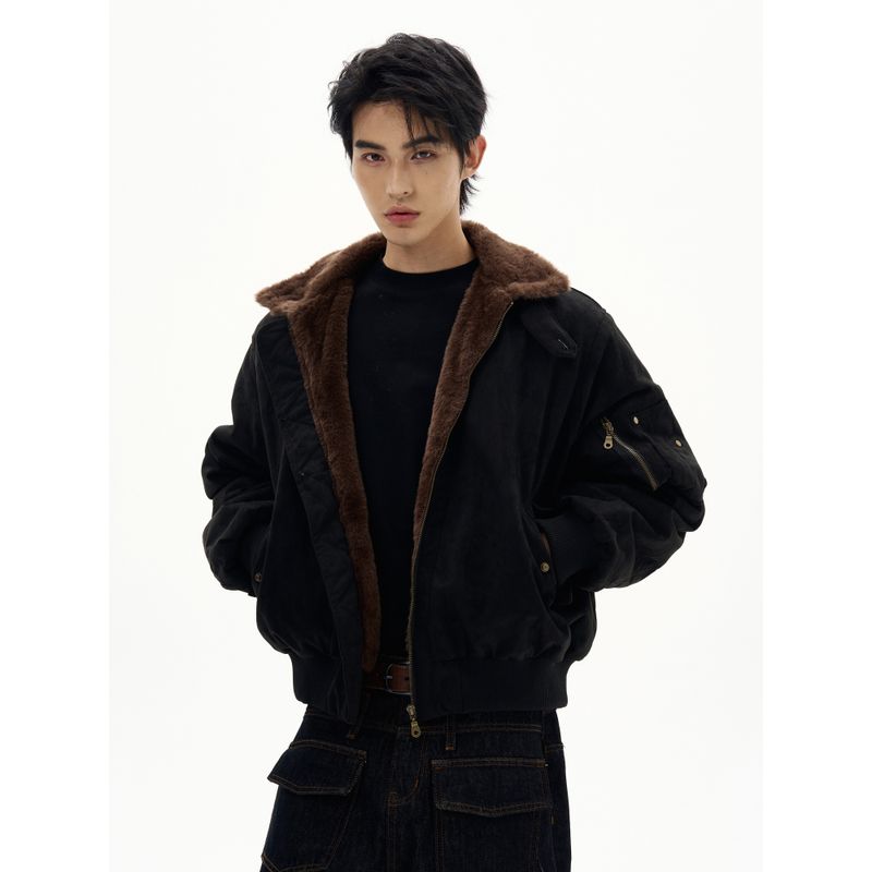 Kisko Winter American-Style Fur Collar Cleanfit Thickened Suede Jacket Cotton Coat Unisex Trendy Brand Warm Oversized Coat