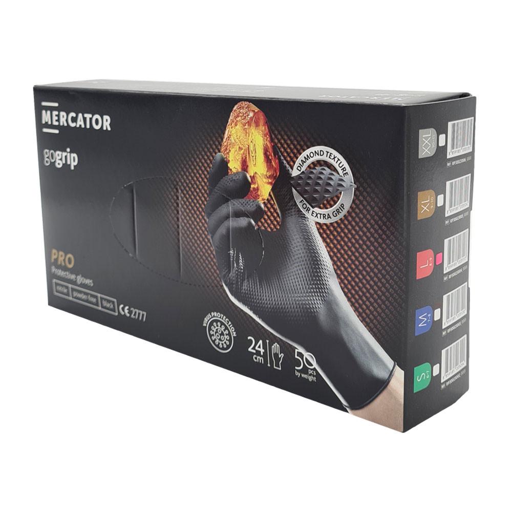 Nitrile Gloves Black Mercator Gogrip 50 Pcs