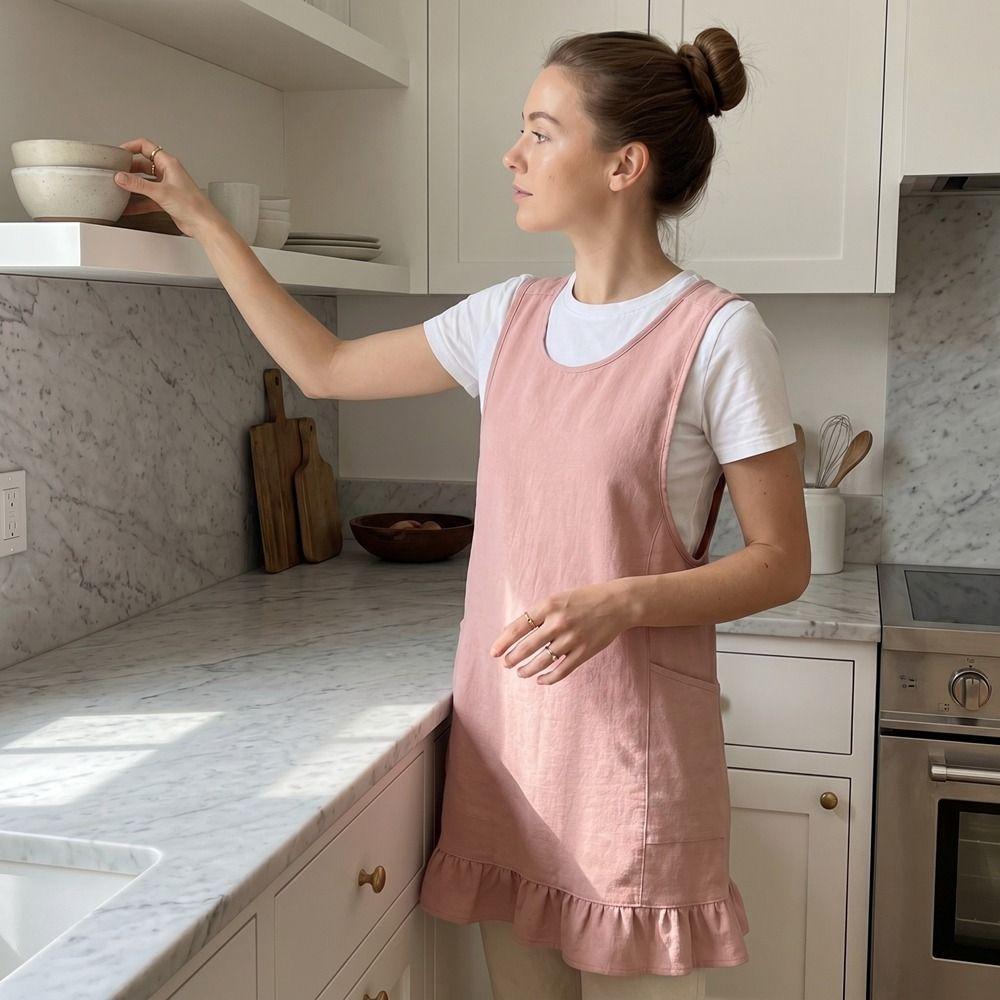 with Pocket Cooking Apron Stain-Resistant Baking Apron Portable Kitchen Apron BBQ