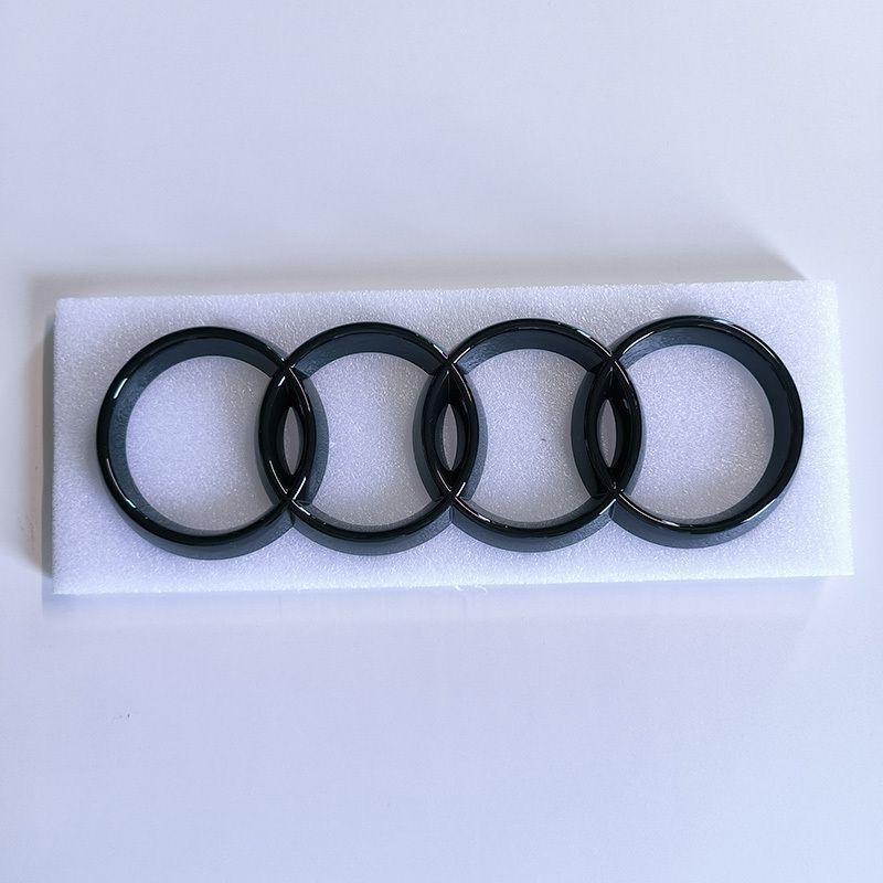 4 Ring ABS Black Car Hood Front Bonnet Grill Rear Trunk Emblem Logo Badge Sticker Decal For Audi A3 A4 A5 A6 A7 Q2 Q3 Q5 Q8 TT