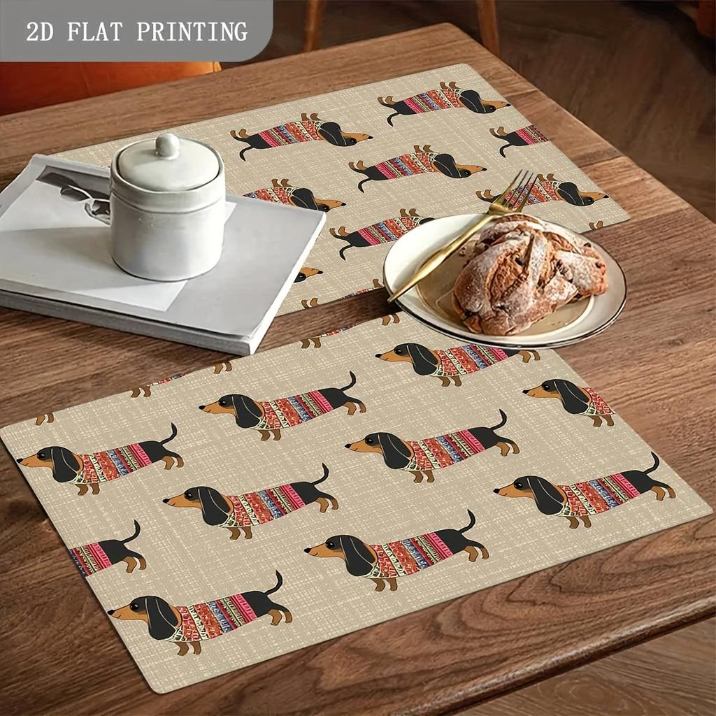 4/6/8/10pcs Dachshund Dog Tribe Restaurant Kitchen Table Placemats Coasters Coffee Coasters Home Decor