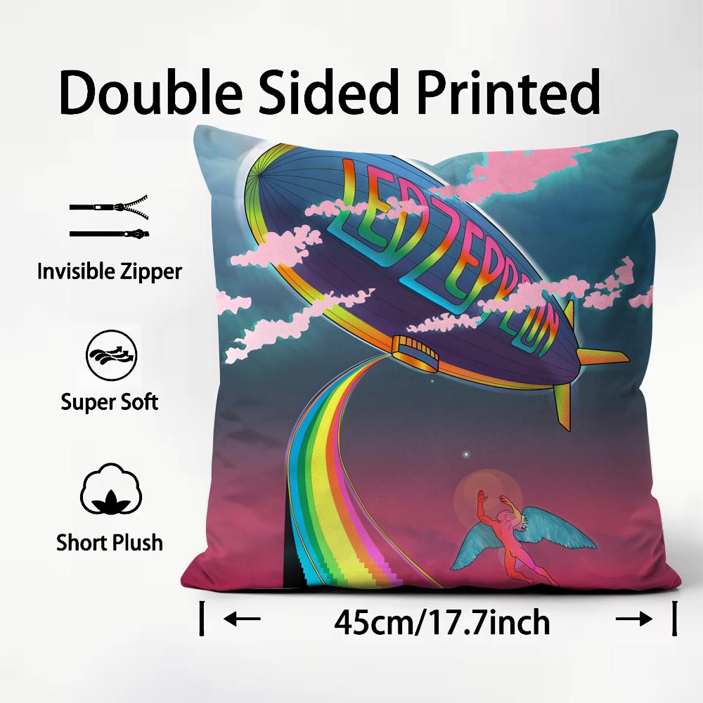 

LLed ZeppelinN Band Cushion Cover Plush Fabric Soft DoubleSided Printed Sofa Warm Winter Home Child Gift Pillow Case 30x30cm