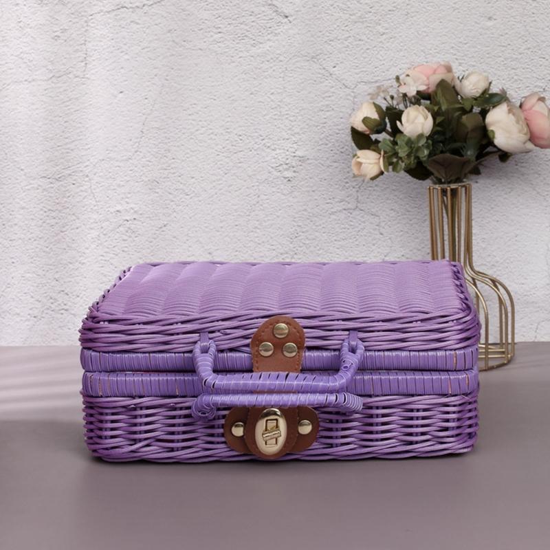 Portable Travel Toiletry Makeup Bag Woven Ratton Gift Box Cosmetic Organizer Large Capacity for Women Girls