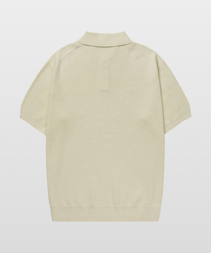 MANNERGRAM Textured 100% Cotton Polo Short Sleeve Knit Cream