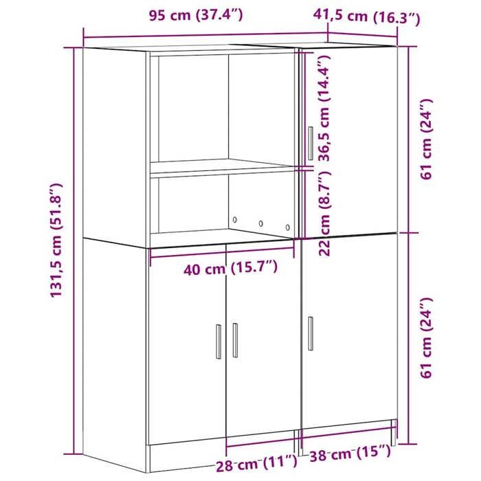 VidaXL Ensemble d'armoires de cuisine 2 pcs noir bois d'ingénierie 3324143