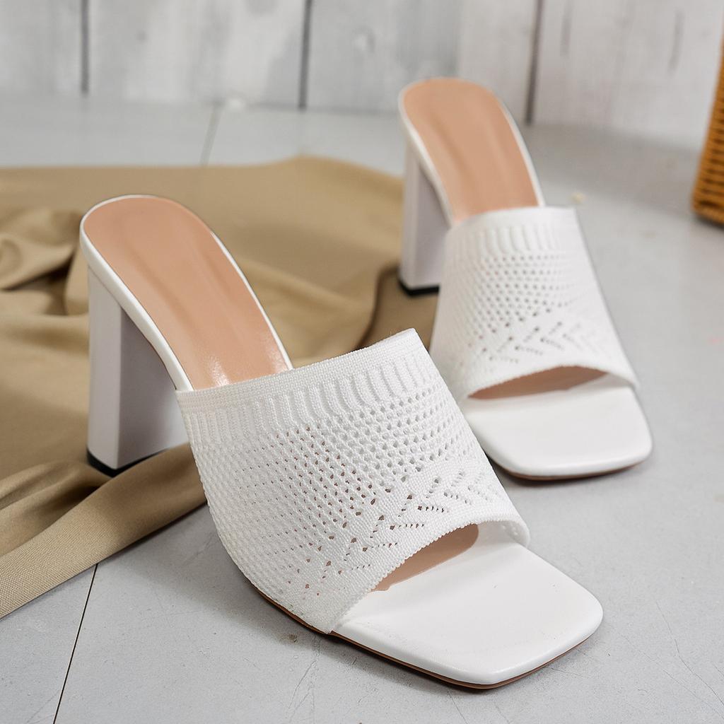 Women High-heeled Sandals Summer Breathable Canvas Sandal Fashion High Heel Slippers for Women Designer Thick High-heels Sandals