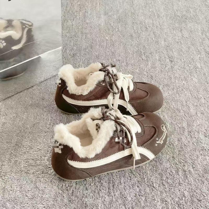 

Fleece Shoes for Women, Retro and Versatile, Round-toed Cotton Shoes, Warm Board Shoes 40 коричневый