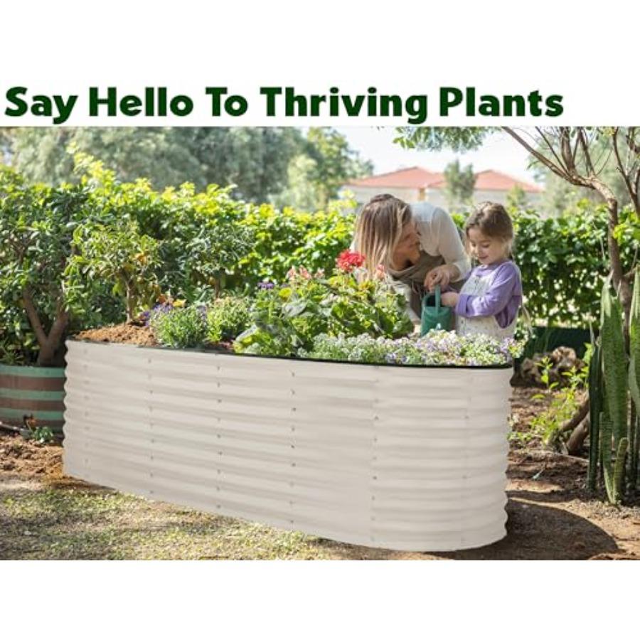 Galvanized Raised Garden Beds Outdoor 6×2×2 Ft Planter for Gardening Vegetables Flowers Large Metal Garden Box White Patented T