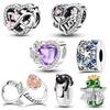 Copper Colorful Charms Bead Pink Red Color Dangle Cz Zircon Clasp Clip Charm Fit Original Mula Bracelet Diy Jewelry
