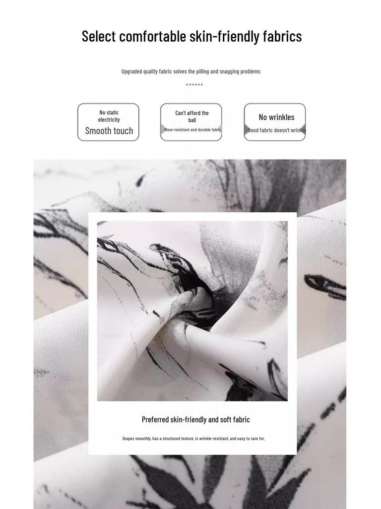 Dámské Capri kalhoty s vysokým pasem a širokými nohavicemi z ledového hedvábí: Tisk tušovou malbou, Styl Léto 2024, Volný a splývavý.