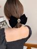 New Black Velvet Bow Hair Pins Elegant Fabric Alloy Roses Hair Clips for Women Fashion Ponytail Barrette Heawear Accessories