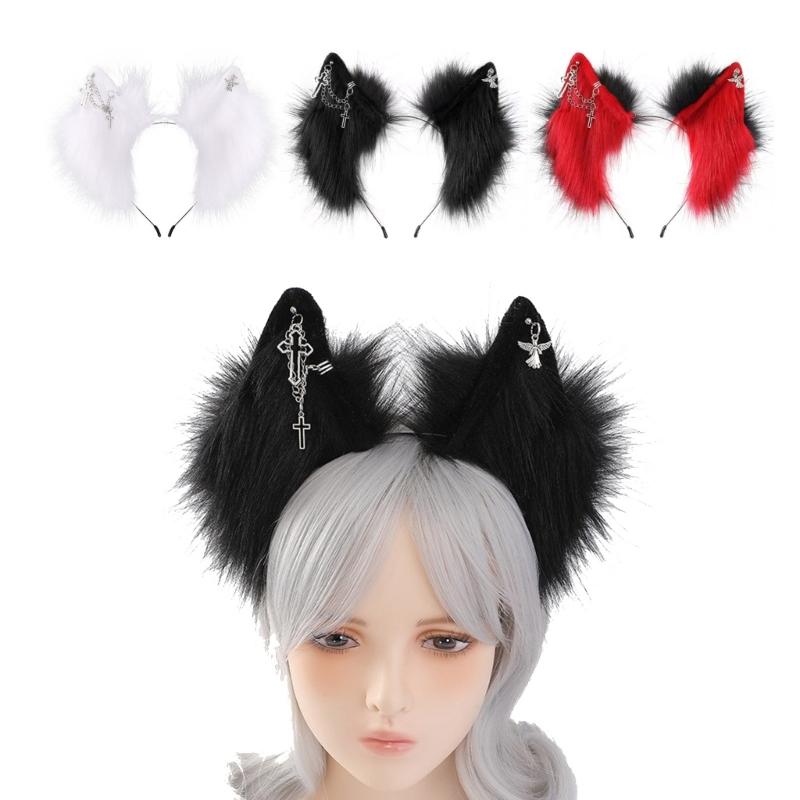 Wolfsohren Kätzchen Handgemacht Tier Fellig Katzen Stirnbänder Haarreif für Live-Show