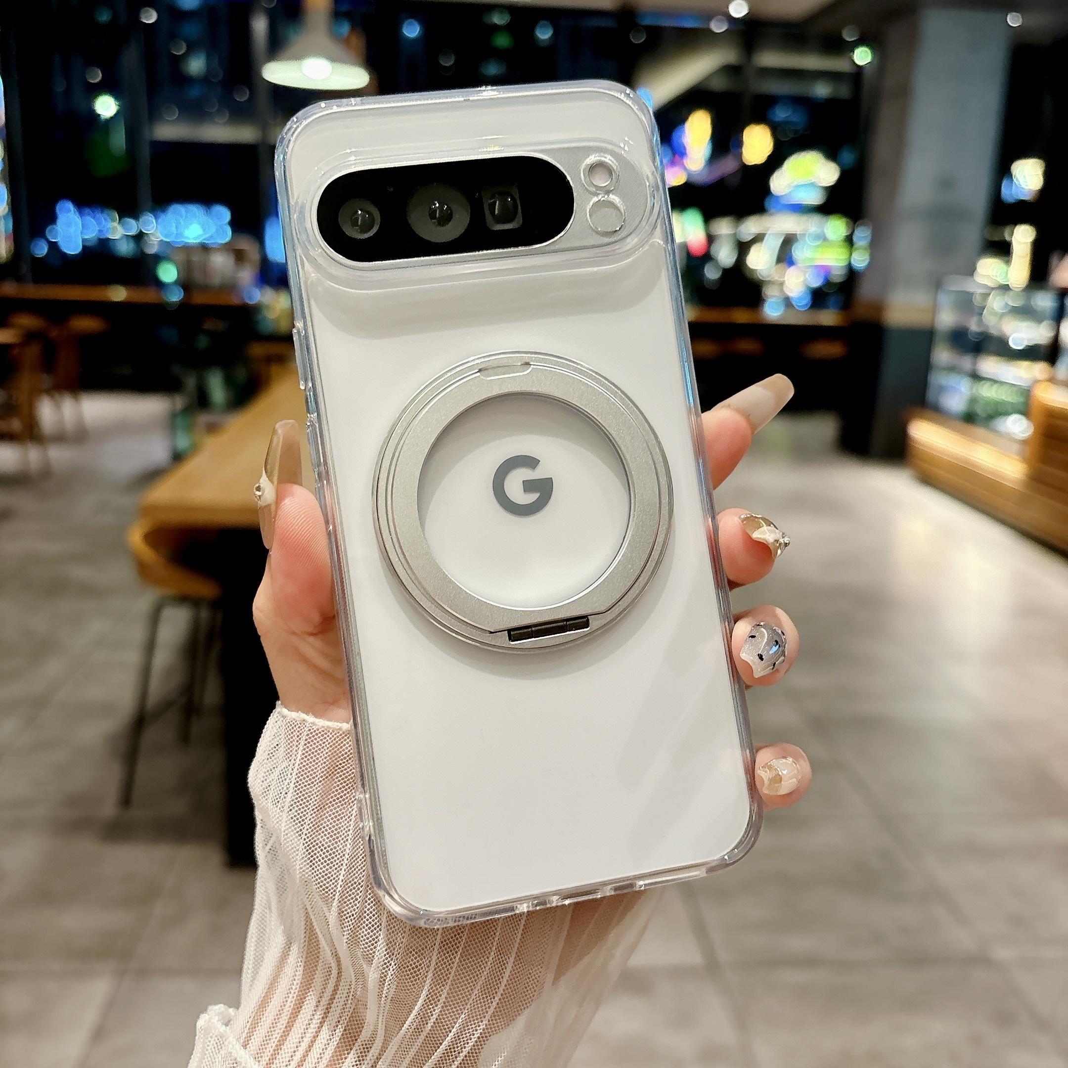 

for Magsafe Matte Rotating Bracket Case for Google Pixel 10 9 Pro XL 8 7 6 9A 8A 7A 6A Holder Stand Transparent Shockproof Cover Google Pixel 6a