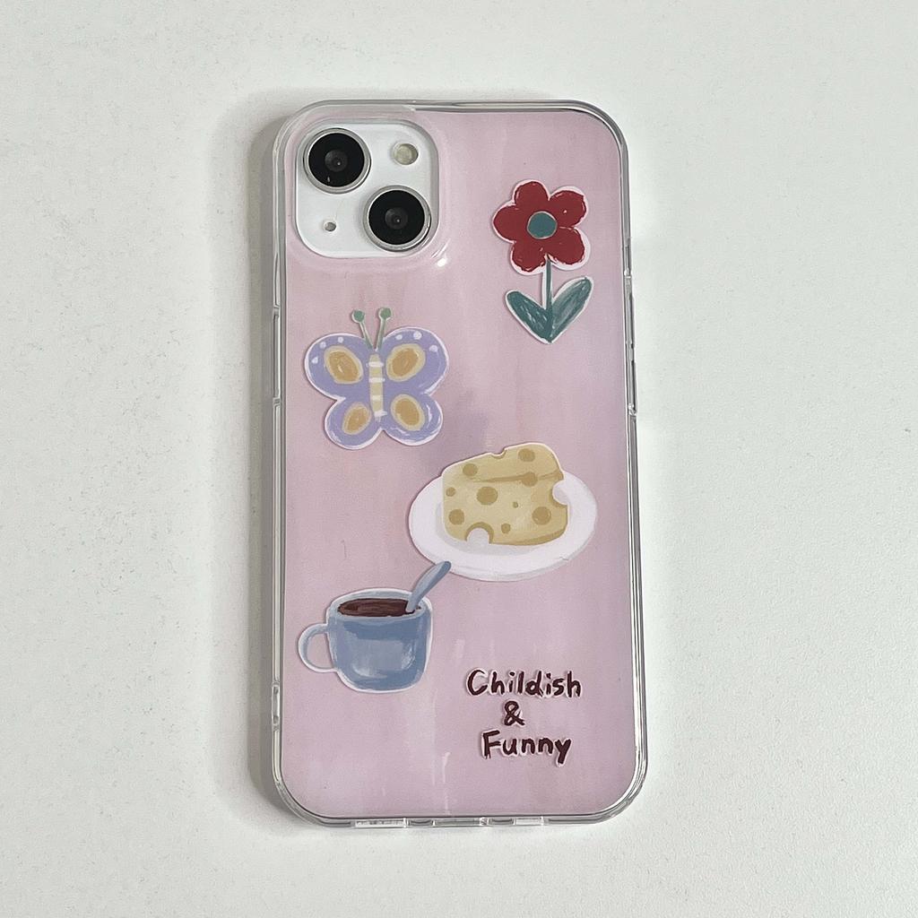 Imd Butterfly Ins Cute Cartoon Flower For Iphone 13 11 12 Promax 14 Pro Max Cheese Coffee Phone Case Lovely Back Cover Capa