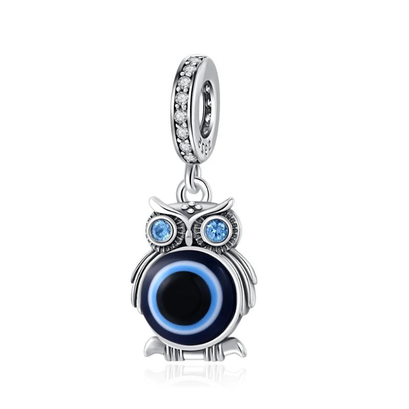 925 Silver Eye of Greece Devil Pendant Charm Bead for DIY Women Jewelry Bracelet Necklace