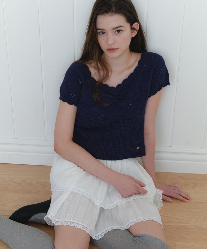LETTERA Scallop Square Knit_2Color