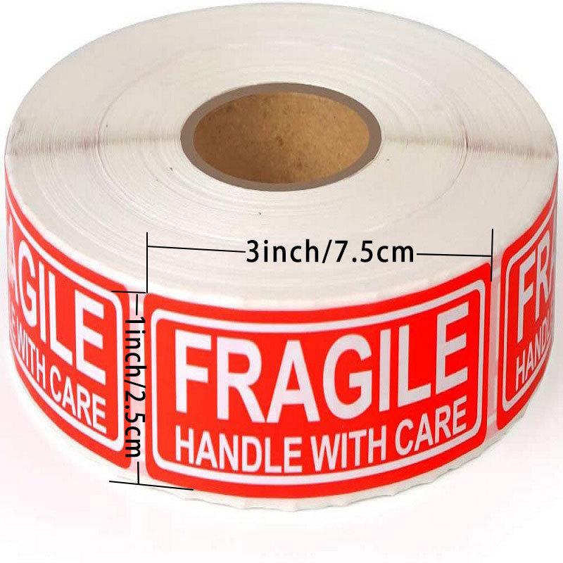 500 Pieces/roll, 1x3 Inches, Fragile Stickers, Handle Caution Warning Stickers, Packaging and Transportation, Adhesive Stickers, Transportation Labels