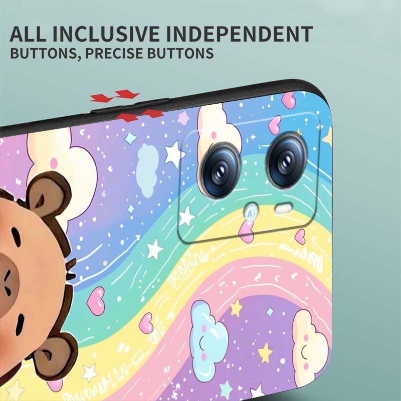 Cartoon Anime Capibala Art For OPPO Reno 5 6 7 A96 A40 A58 Realme GT A74 A78 Neo2 A74 A78 Find X5 X3 X7 X8 Black Phone Case